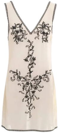 Prada by Miuccia Prada ivory velvet shift dress with beaded motif, fw 1997 For Sale at 1stDibs