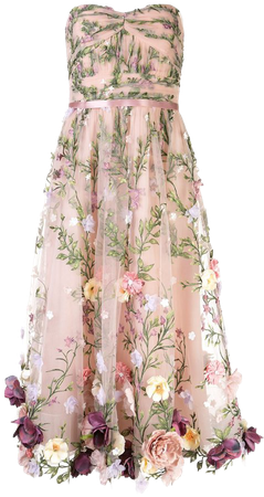 Marchesa Notte Floral Appliqué Midi Gown Ss20 | Farfetch.com