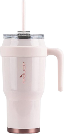 Amazon.com: Reduce 40 oz Tumbler with Handle and Straw, Stainless Steel with Sip-It-Your-Way Lid - Keeps Drinks Cold up to 34 Hours - Sweat Proof, Dishwasher Safe, BPA Free - Pink Cotton, Opaque Gloss: Home & Kitchen