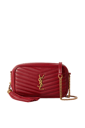 Red Lou mini textured-leather shoulder bag | SAINT LAURENT | NET-A-PORTER