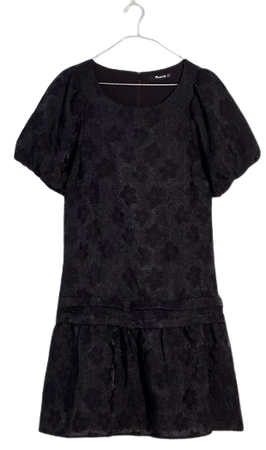 Puff-Sleeve Pleated Mini Dress in Floral Jacquard