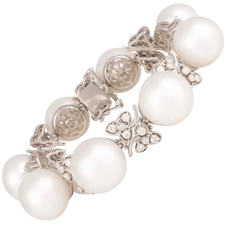 Ella Gafter 16mm South Sea Pearl Diamond Cuff Bracelet
