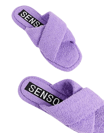 Senso Inka IV fluffy flat sandals with crossover strap in lavender | ASOS