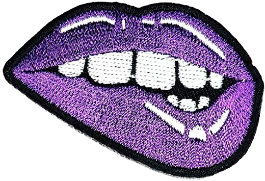 Amazon.com: Bite Biting Mouth Purple Sexy Lips Iron On Patch Stickers Embroidery 666 Cartoon Patch Heat Transfer Applique DIY Clothing T-Shirt Polo Backpacks Cap Costume: Arts, Crafts & Sewing