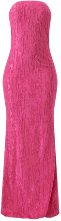 Hot Pink Textured Metallic Bandeau Cowl Back Maxi Dress | PrettyLittleThing USA