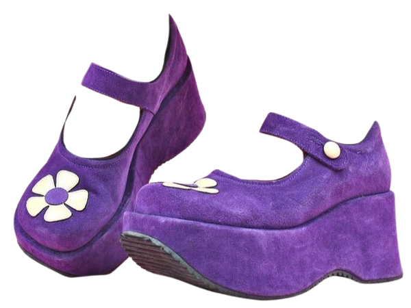 flower power purple Mary Jane platforms