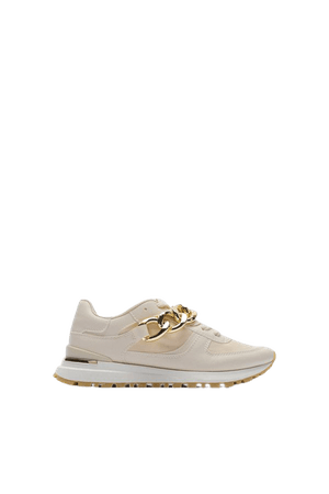 chains CHAIN cream offwhite gold accents bold SNEAKERS | ZARA United States