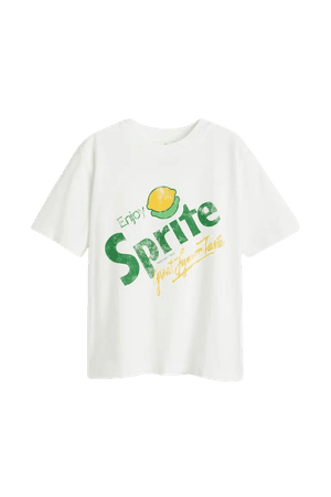T-shirt with Motif - Cream/Sprite - Ladies | H&M US