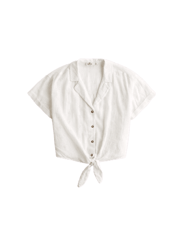 Girls Eyelet Tie-Front Camp Shirt | Girls New Arrivals | HollisterCo.com white