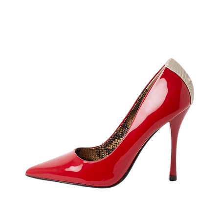 Red patent court heel shoe | River Island