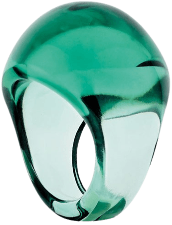 Cabochon Ring | Deep green crystal | Costume jewellery Lalique | Lalique