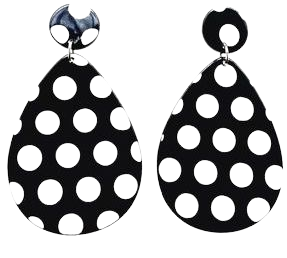 Jewelry | Black And White Polka Dot Teardrop Dangle Earrings - Poshmark