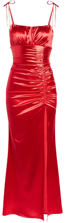 LNL Emma Tie Shoulder Ruched Satin Gown | Nordstrom