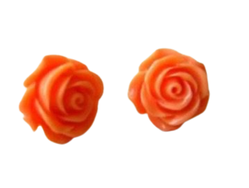 orange rose earrings