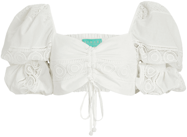 Waimari Sevillana Lace-Trimmed Cotton Crop Top | INTERMIX®