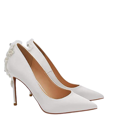 Amazon.com | JHOO Women Satin Stiletto High Heels Brideal Pointed Toe Dress Pumps Shoes for Wedding Party White | Shoes