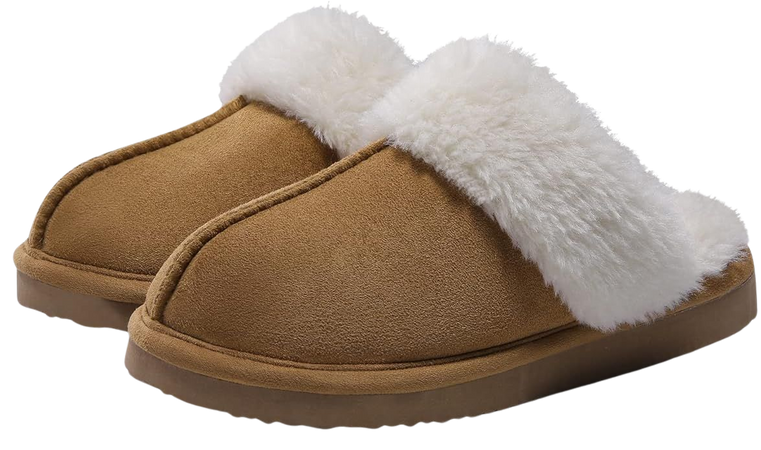 Amazon.com | Litfun Women's Fuzzy Memory Foam Slippers Fluffy Winter House Shoes Indoor and Outdoor, Brown 8-8.5 | Shoes