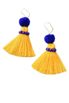 Shashi Emily Blue and Yellow Tassel Earrings