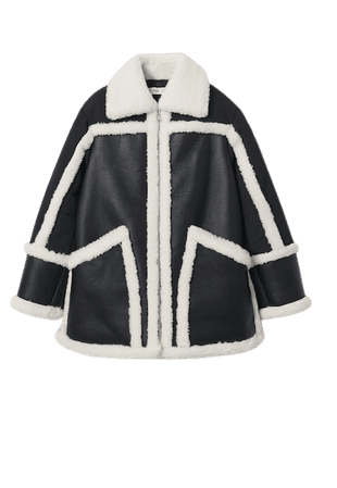 Faux-shearling leather-effect coat - Women | Mango USA