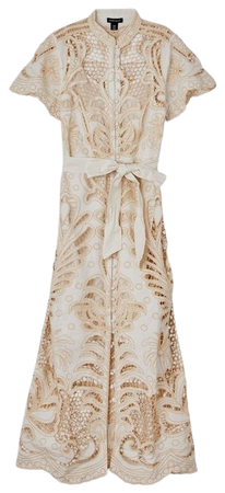 Linen Cutwork Embroidery Woven Midi Dress | Karen Millen