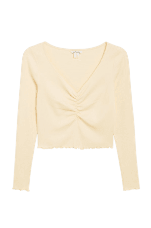 Fitted long-sleeve top - Yellow - T-shirts - Monki WW