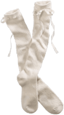 knee high white ribbon socks