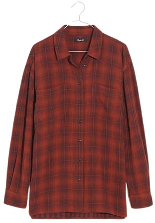 Oversized Flannel Button-Down Shirt