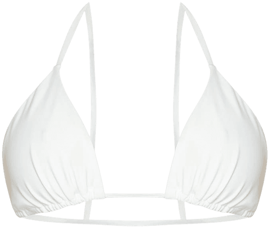White Mix Match Recycled Fabric Triangle Bikini Top | PrettyLittleThing USA