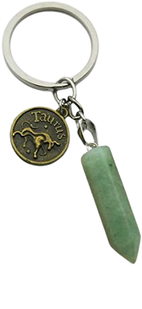 Amazon.com: ZUOPIPI Zodiac Crystal Stone Keychain Natural Rose Stone/Red Agate/Aventurine Healing Crystal Keychain (taurus): Jewelry