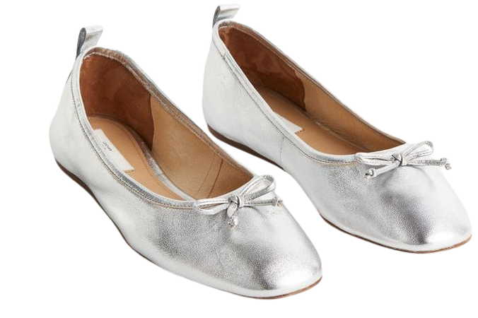 Leather Ballet Flats - Silver-colored - Ladies | H&M US