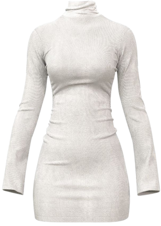 white off white mini turtleneck long sleeve dress