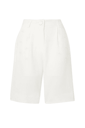 Pleated Crepe Shorts - White