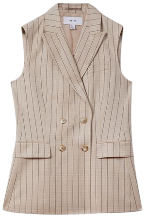 Reiss Odette Wool Blend Striped Double Breasted Waistcoat | REISS USA