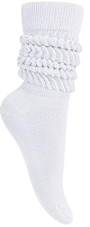 Witwot 3 Pairs Womens Slouch Socks Cotton Knee High Scrunch Sock Size 6-11 White at Amazon Women’s Clothing store