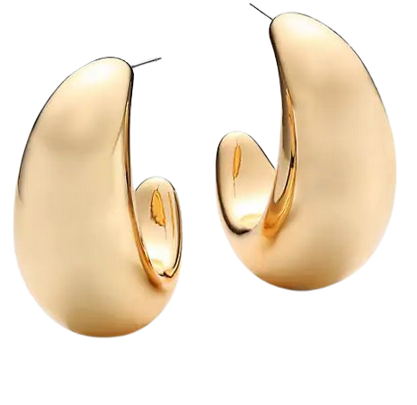 Shop Kenneth Jay Lane Polished 14K Goldplated Chubby Tapered Hoop Earrings | Saks Fifth Avenue