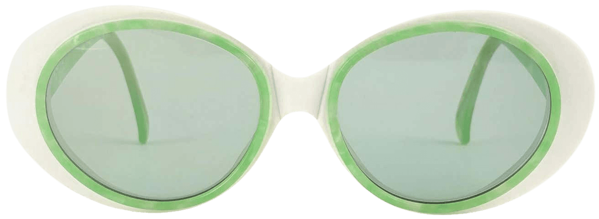 New Vintage Montana 5594 Oval White and Green Handmade in France Sunglasses 1990 For Sale at 1stDibs