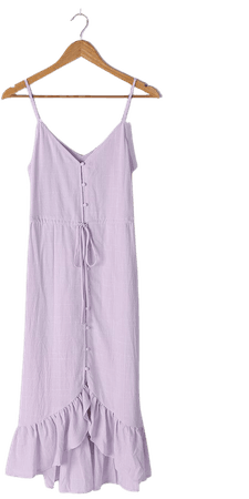 Lilac Midi Dress - Purple Button-Up Dress - High-Low Dress - Lulus