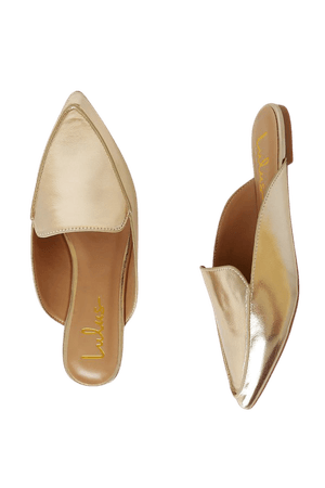 Gold Loafer Slides - Slip-On Loafers - Pointed-Toe Slide - Loafer