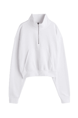 Half-zip Sweatshirt - White - Ladies | H&M US