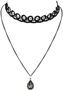 Black Chain Lace Choker Necklace  PNG