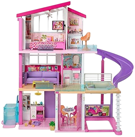 Amazon.com: Barbie Dreamhouse Dollhouse with Wheelchair Accessible Elevator, Pool, Slide and 70 Accessories Including Furniture and Household Items, Gift for 3 to 7 Year Olds: Toys & Games