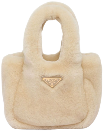 Prada Mini triangle-logo Shearling Tote Bag - Farfetch