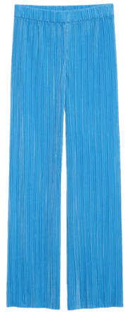 Bright blue raw hem pleated trousers - Blue medium - Monki WW
