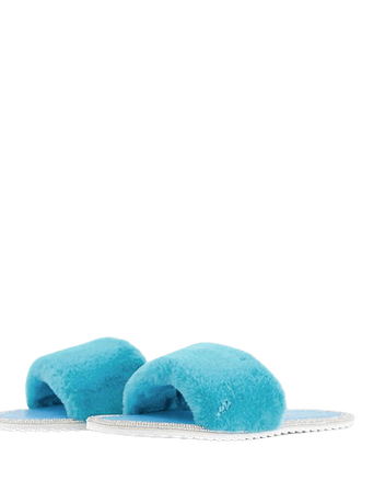 Public Desire Wide Fit Starlight fluffy slippers in turquoise | ASOS