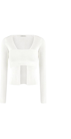 3-In-1 Knit Overlay Bandeau Cardigan - Off White | Manière De Voir USA