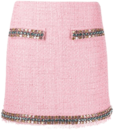 Blumarine gem-embellished tweed mini skirt pink