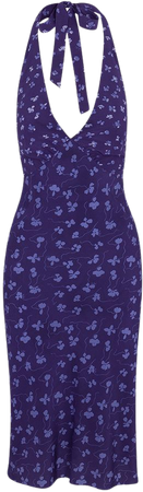 Sadie Clover | Purple Floral Halter Midi Dress | Réalisation Par