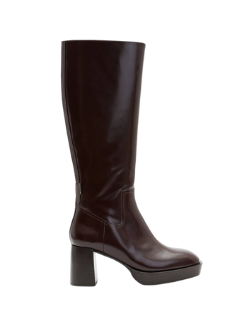 Pip Knee High Leather Boots BORDEAUX RED SHINE | ALLSAINTS US
