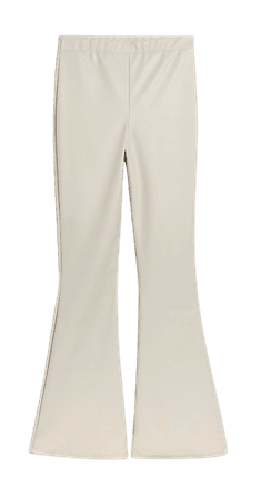 Cream matt coated flared trousers | River Island