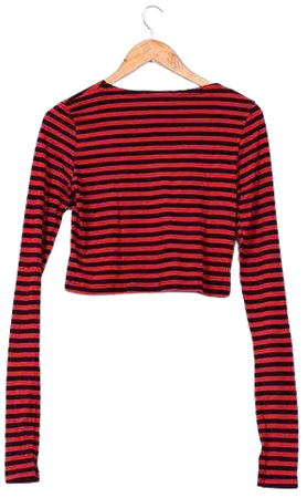 red and black striped long sleeve top